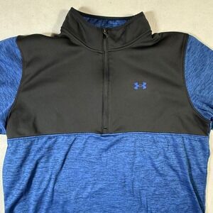 Under Armour 1/4 Zip Men's 3XLT UA Pullover Athletic Shirt Blue Black Heathered